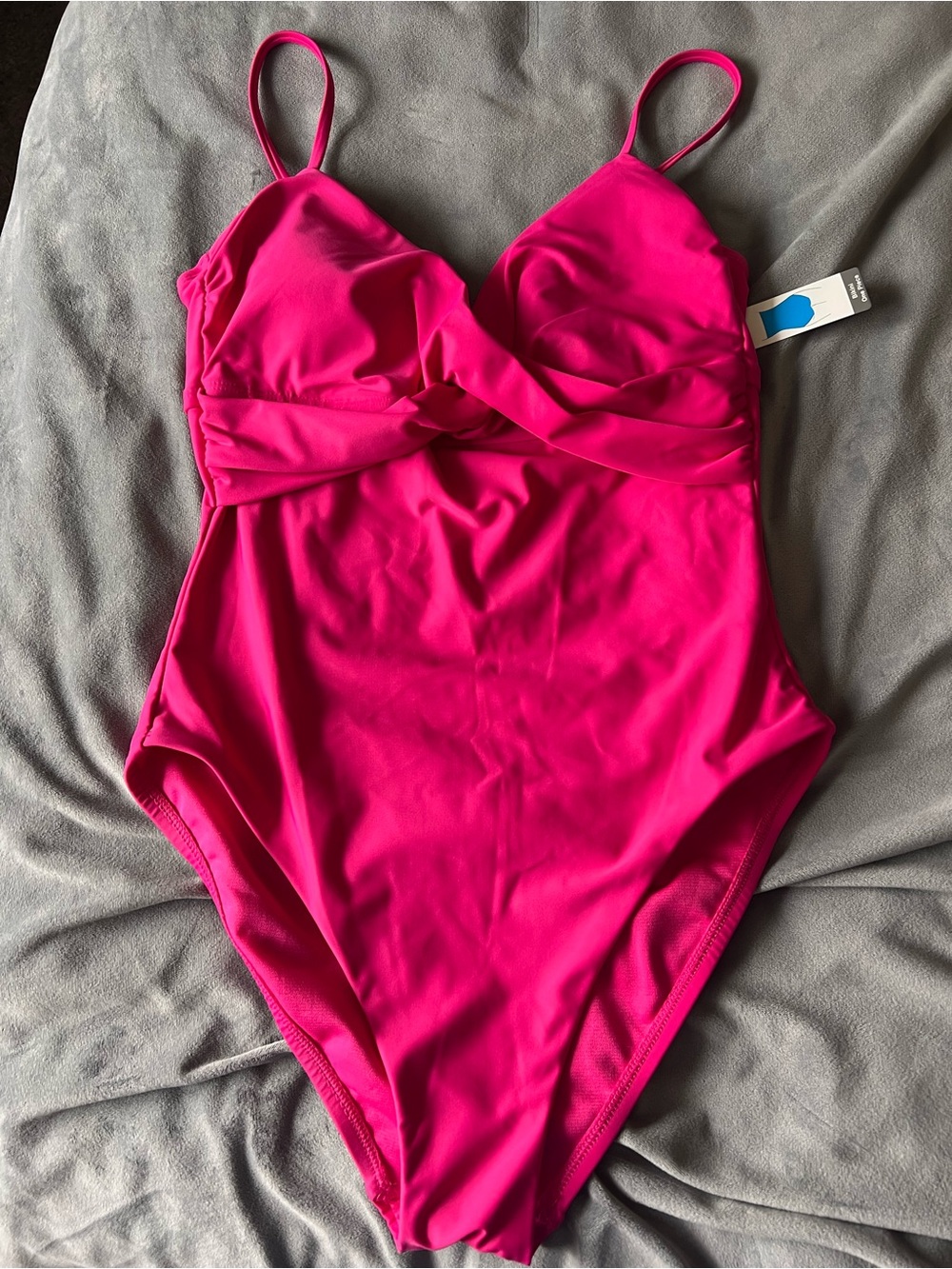 Time and Tru Hot Pink Twist-Front One-Piece Swimsuit